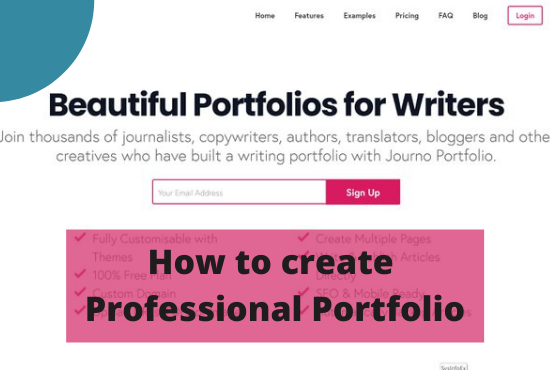 Portfolio organization, How to create Portfolio